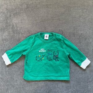 Petit Bateau Infant Baby Long Sleeve Green Shirt 6m